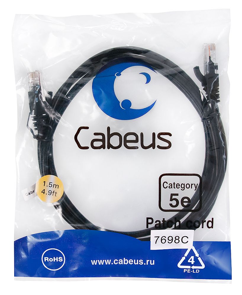 Патч-корд PC-UTP-RJ45-Cat.5e-1.5m-BK 7698c