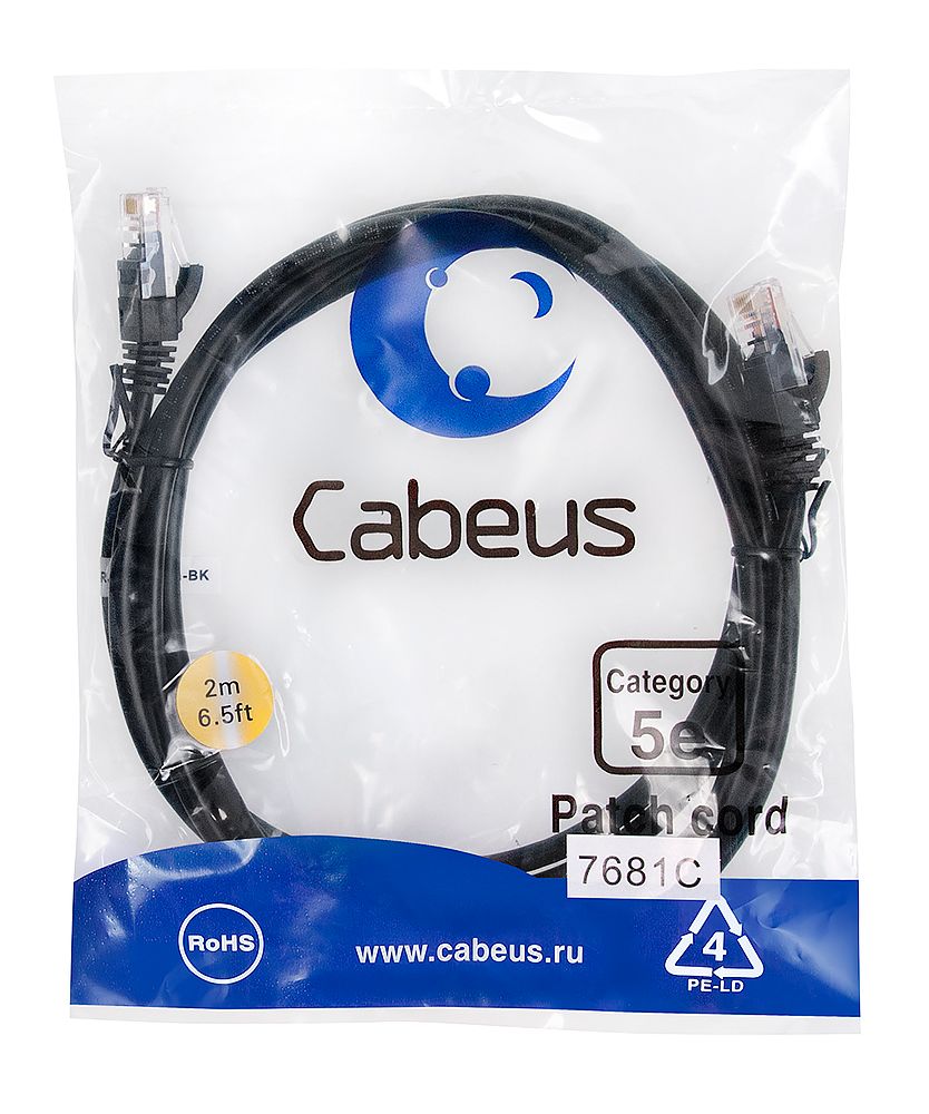 Патч-корд PC-UTP-RJ45-Cat.5e-2m-BK 7681c
