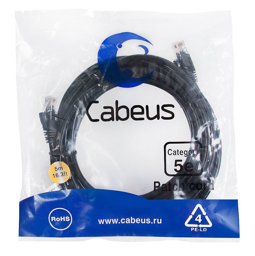 Патч-корд PC-UTP-RJ45-Cat.5e-5m-BK 7691c