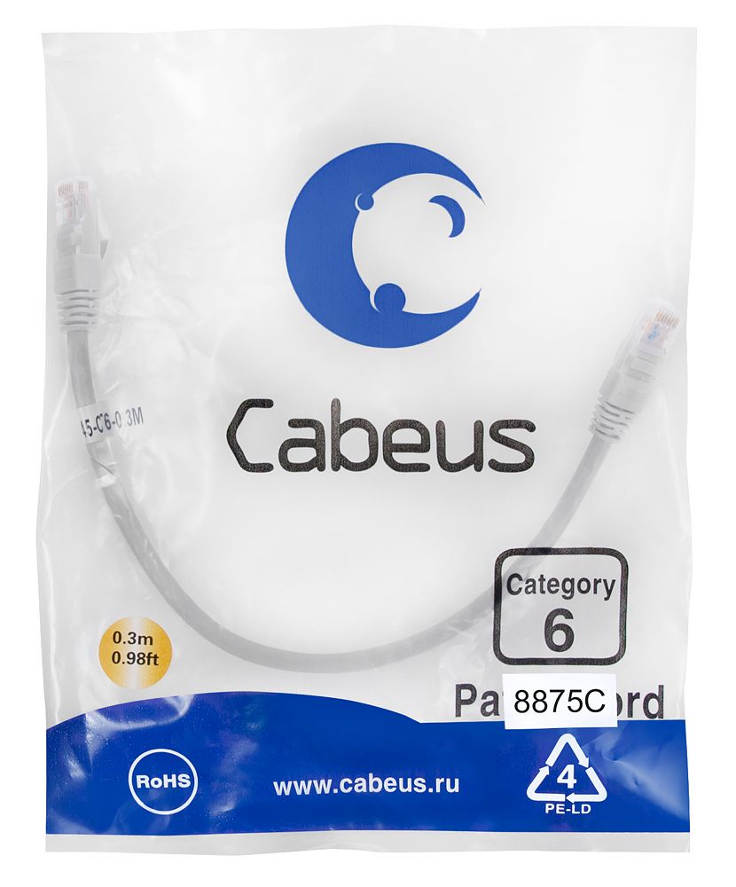 Патч-корд PC-UTP-RJ45-Cat.6-0.3m-LSZH 8875c