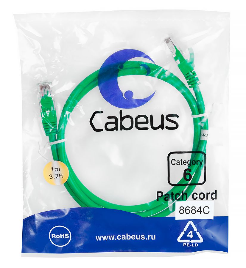 Патч-корд PC-UTP-RJ45-Cat.6-1m-GN 8684c