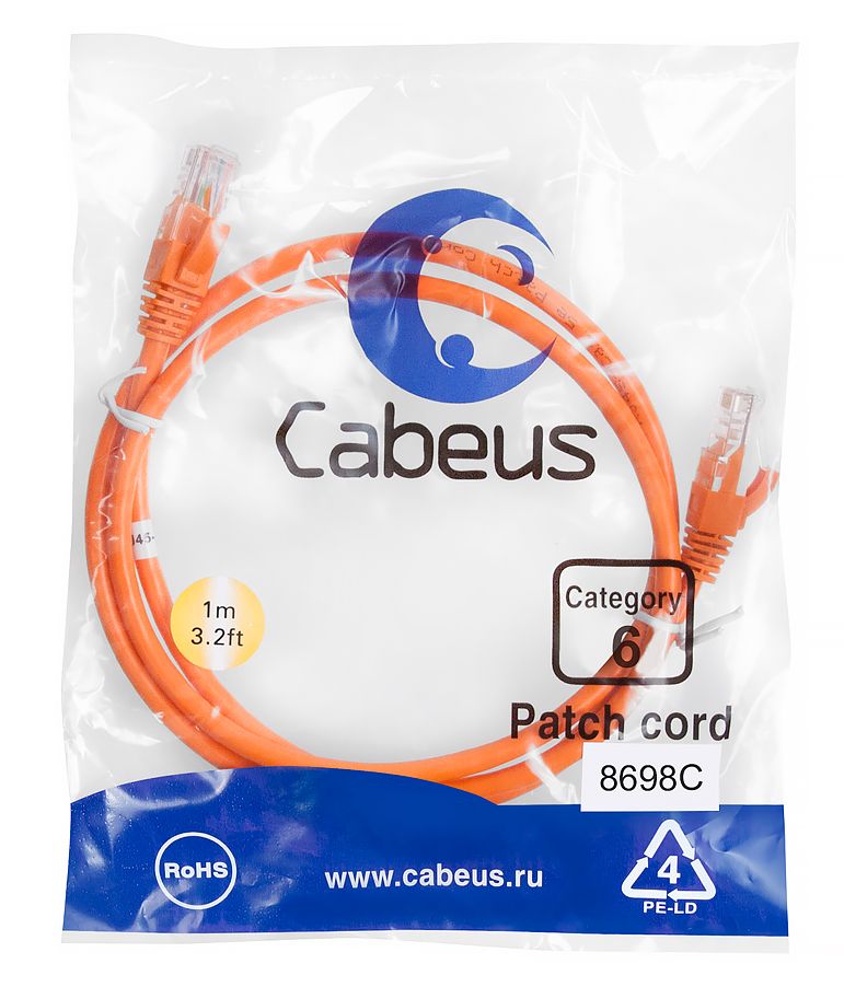 Патч-корд PC-UTP-RJ45-Cat.6-1m-OR 8698c
