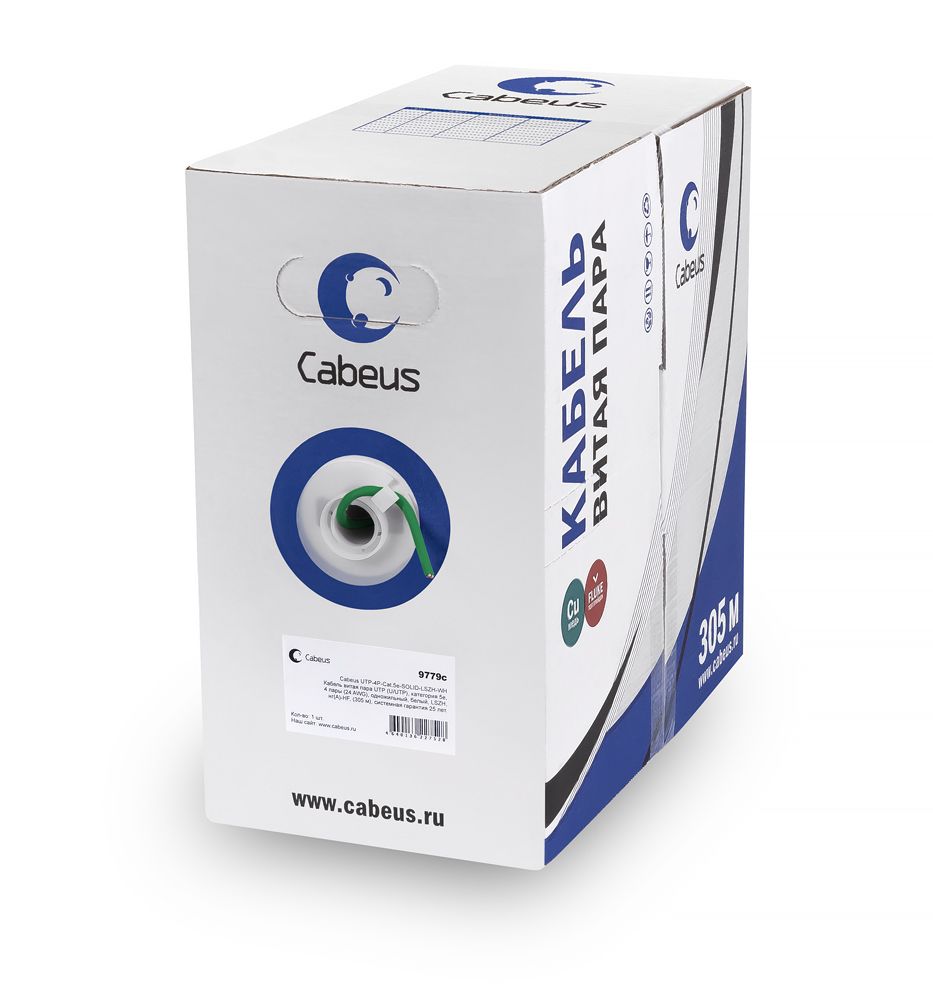 Кабель витая пара UTP-4P-Cat.5e-SOLID-LSZH-GN 9779c