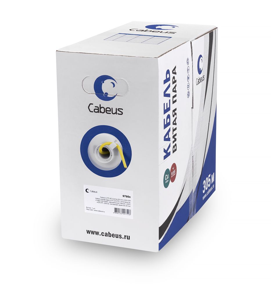 Кабель витая пара UTP-4P-Cat.5e-SOLID-LSZH-YL 9780c