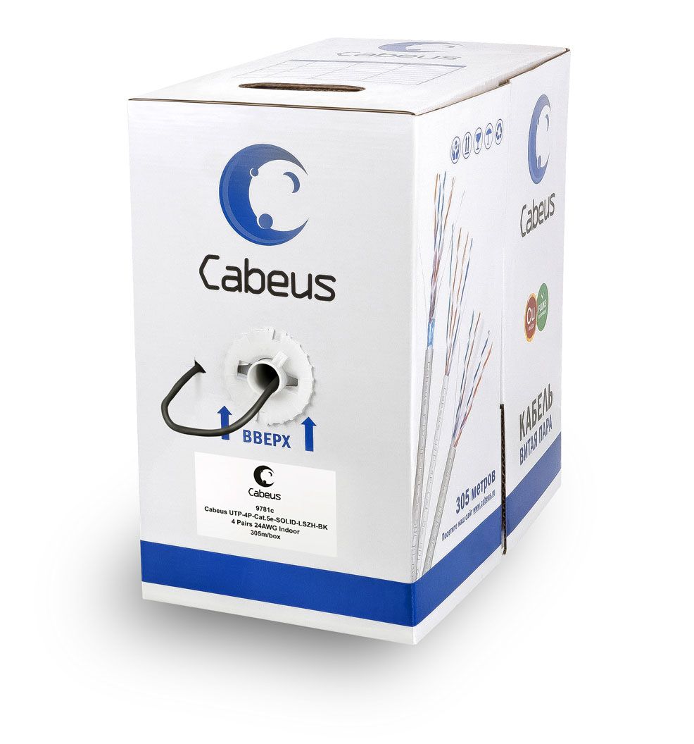 Кабель витая пара UTP-4P-Cat.5e-SOLID-LSZH-BK 9781c