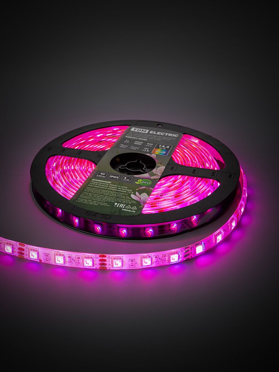 Лента светодиодная SMD5050-60 LED/м-IP65-12 В-14,4 Вт/м-RGB SQ0331-0346