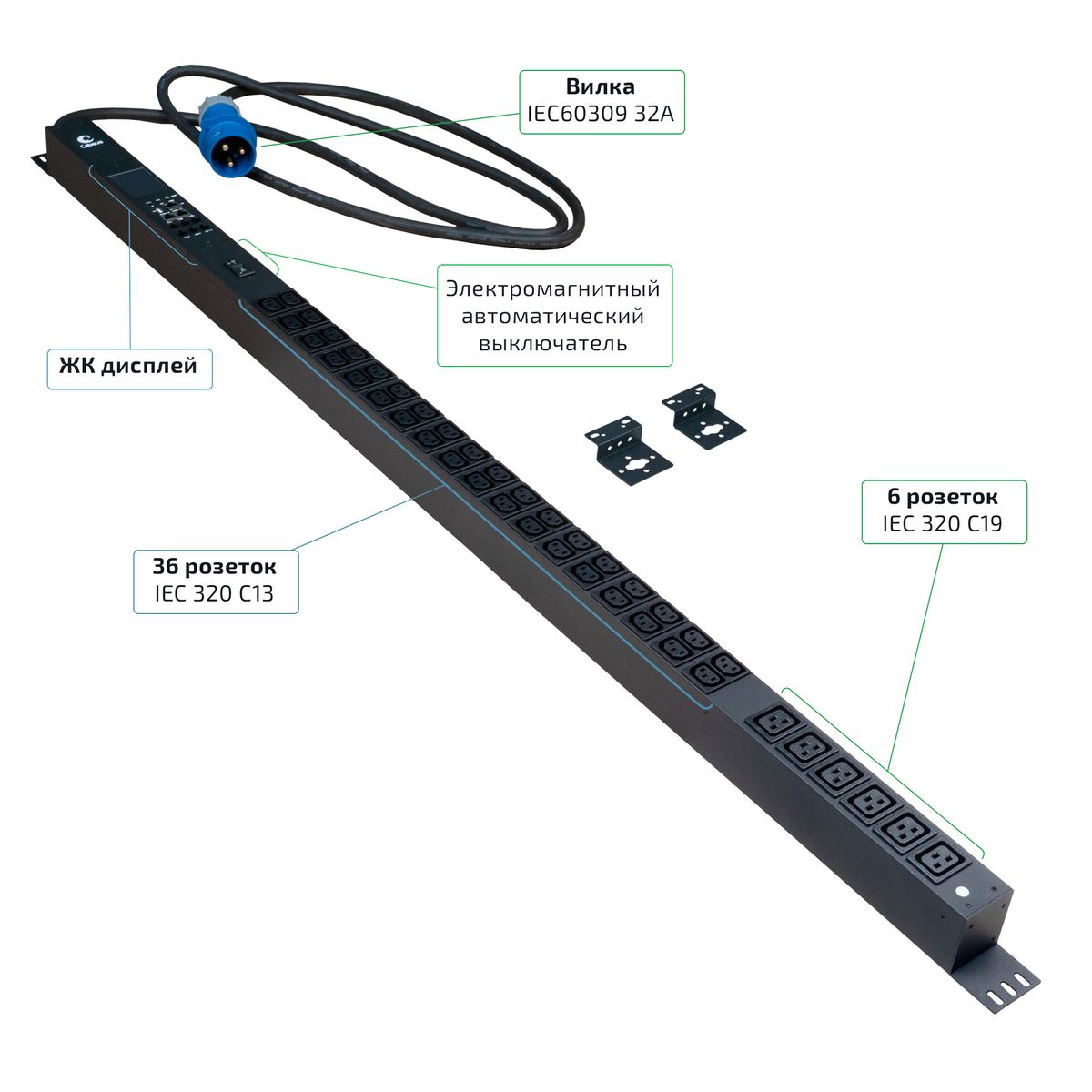 Блок розеток SMART-PDU-32-1P-36C13-6C19-I309-M 12595c