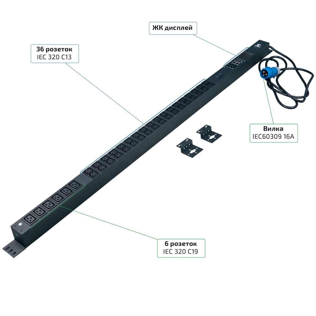 Блок розеток SMART-PDU-16-1P-36C13-6C19-I309-M 12594c