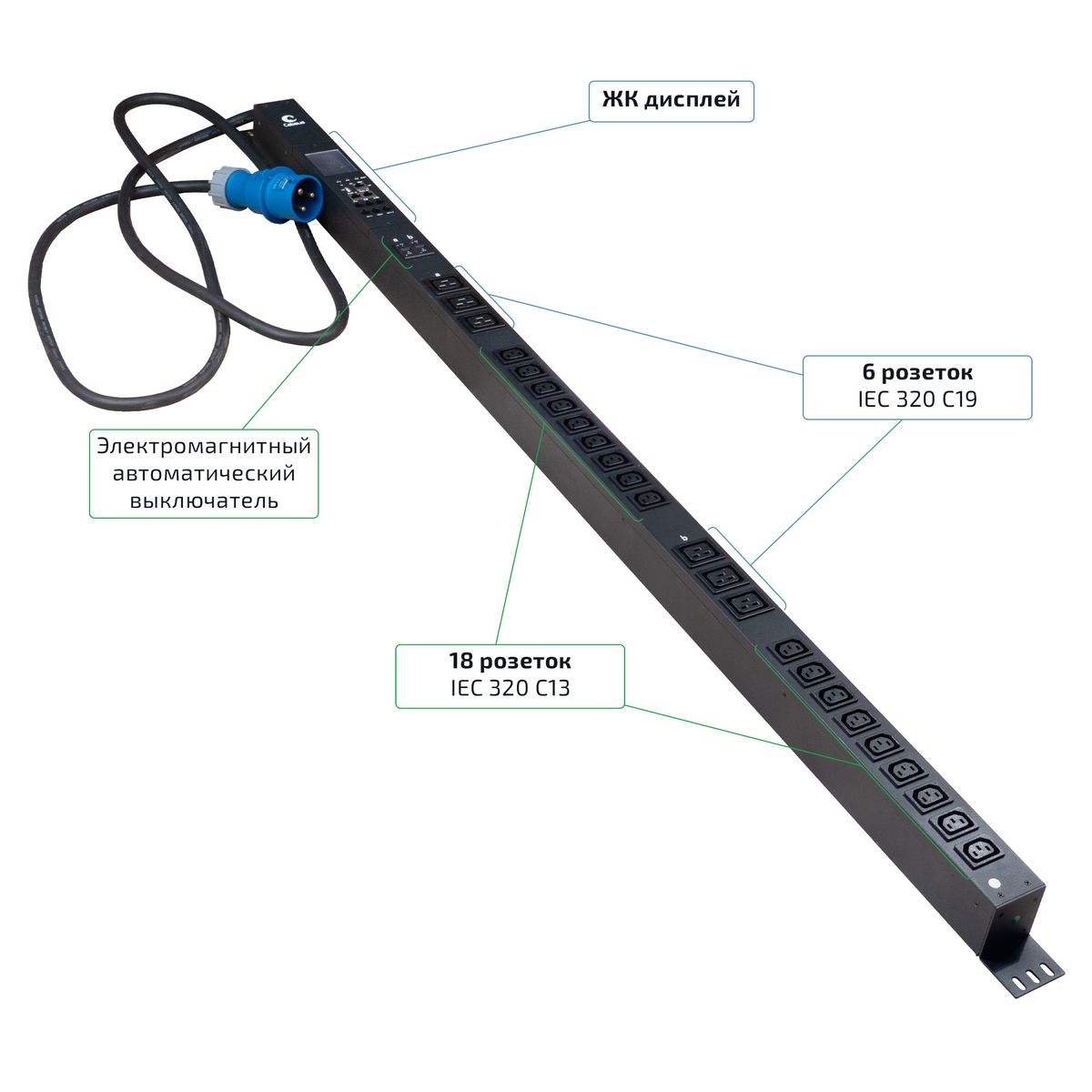 Блок розеток SMART-PDU-32-1P-18C13-6C19-I309-M 12596c
