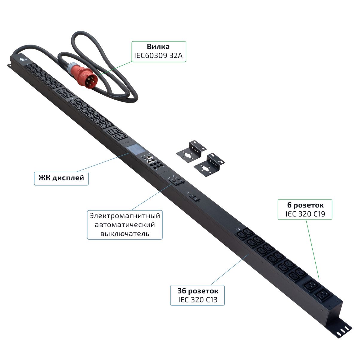 Блок розеток SMART-PDU-32-3P-36C13-6C19-I309-M 12598c