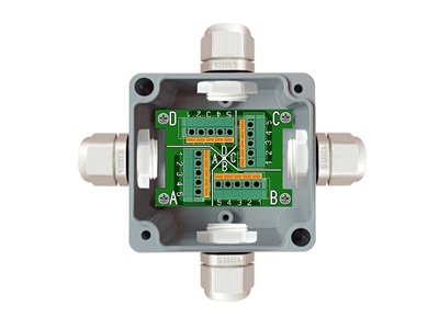 Коробка распределительная КРП 5 жил / DALI / DMX 5x4 (нажимные клеммы) 