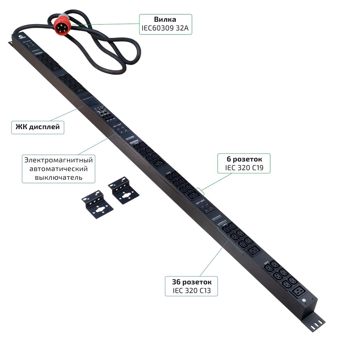 Блок розеток SMART-PDU-32-3P-36C13-6C19-I309-CM 12604c