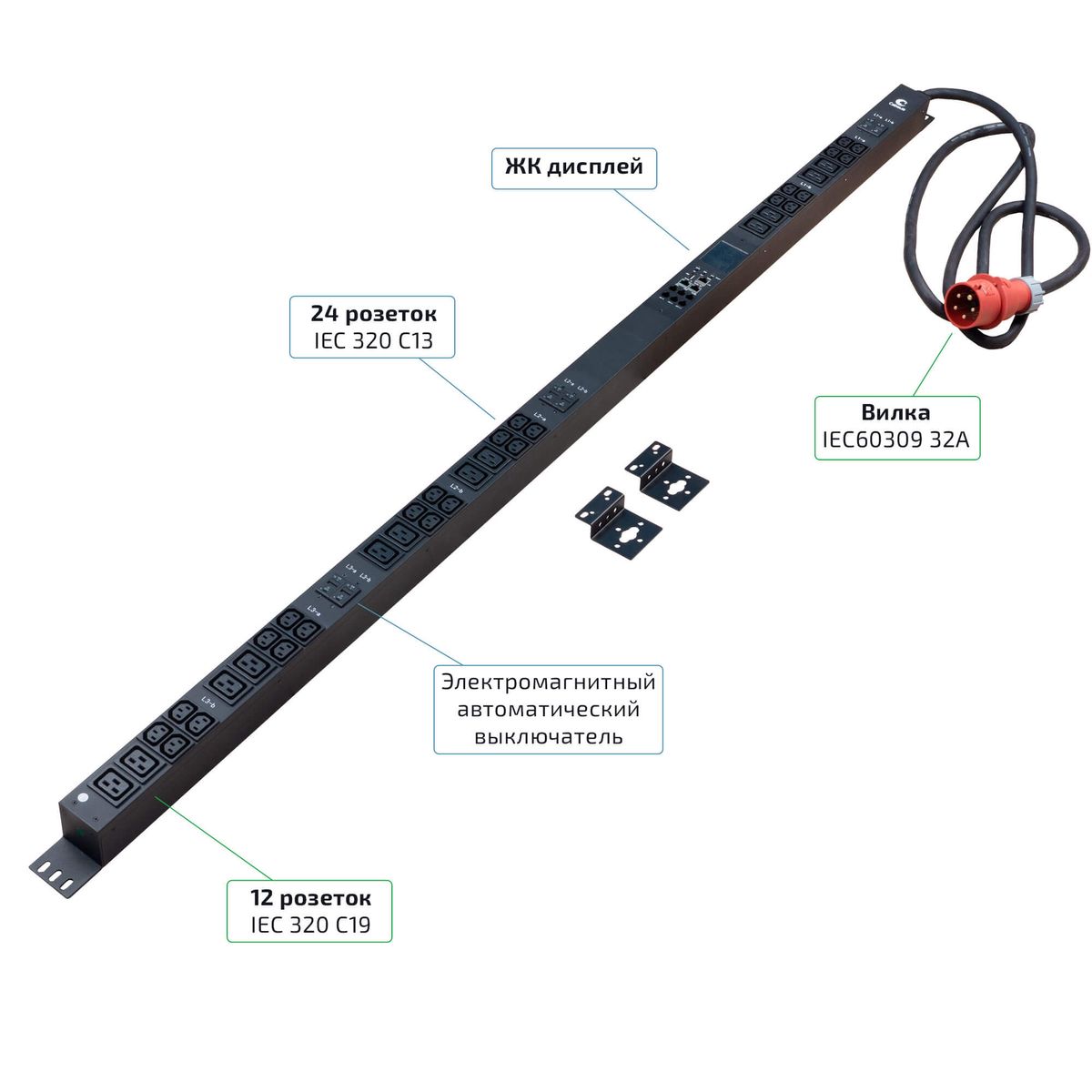 Блок розеток SMART-PDU-32-3P-24C13-12C19-I309-M 12599c