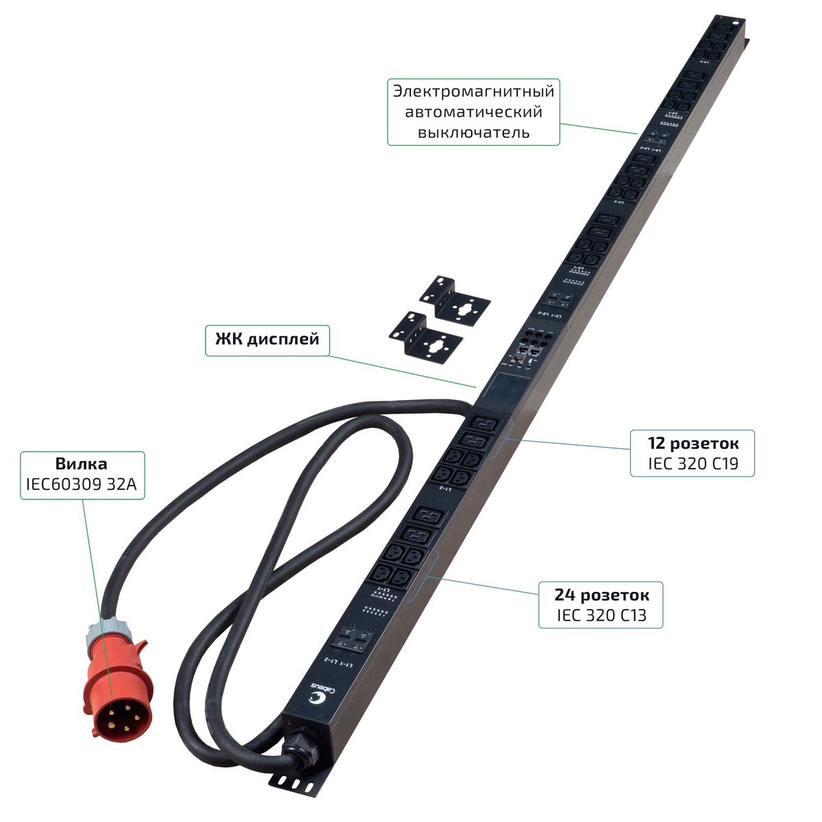 Блок розеток SMART-PDU-32-3P-24C13-12C19-I309-CM 12605c