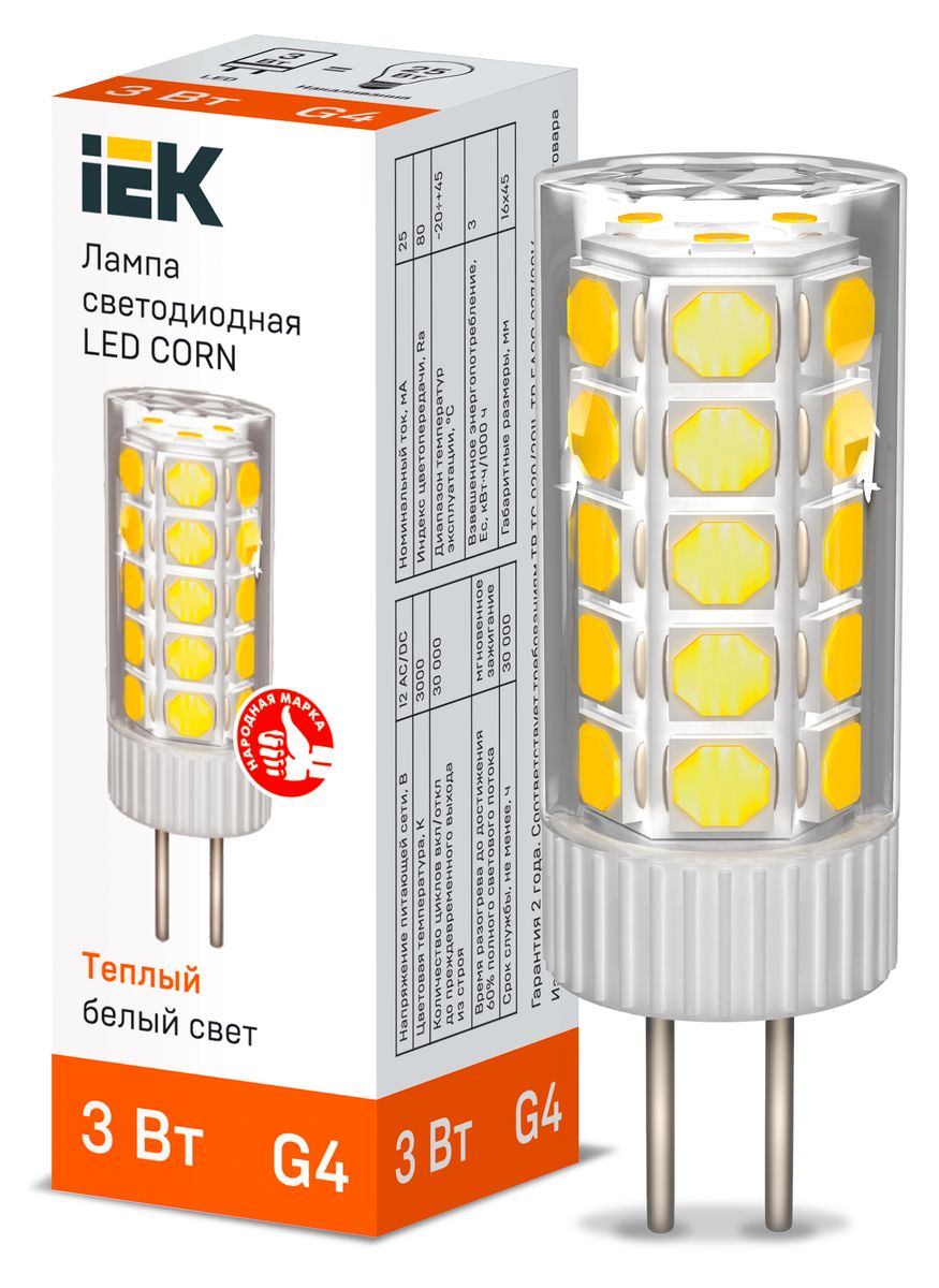 Лампа светодиодная  LLE-CORN-3-012-30-G4