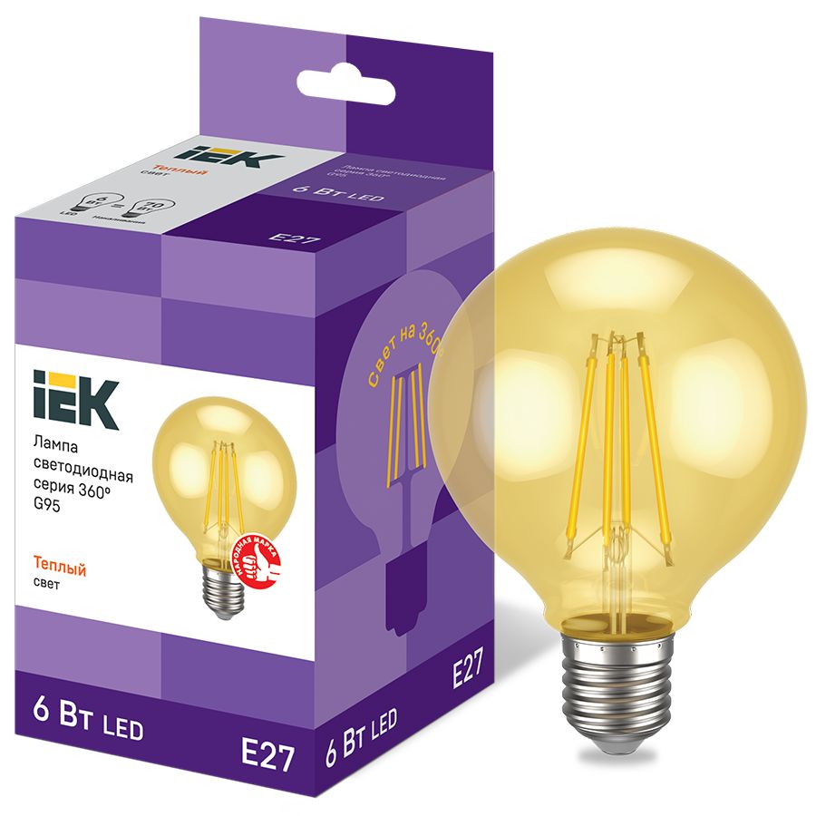 Лампа светодиодная  LLF-G95-6-230-30-E27-CLG