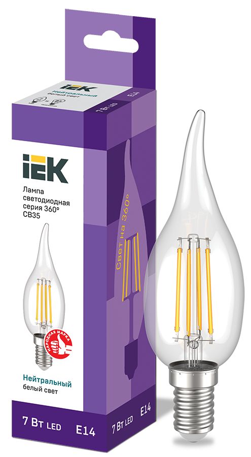 Лампа светодиодная  LLF-CB35-7-230-40-E14-CL