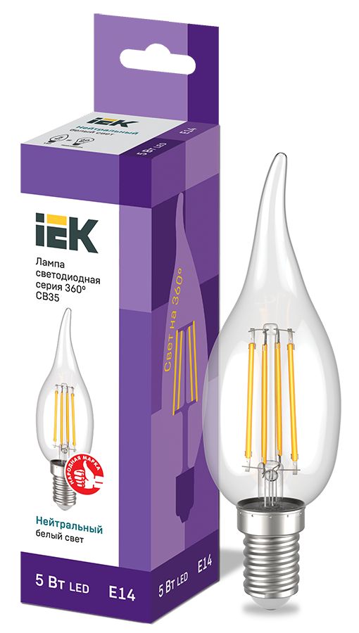 Лампа светодиодная  LLF-CB35-5-230-40-E14-CL