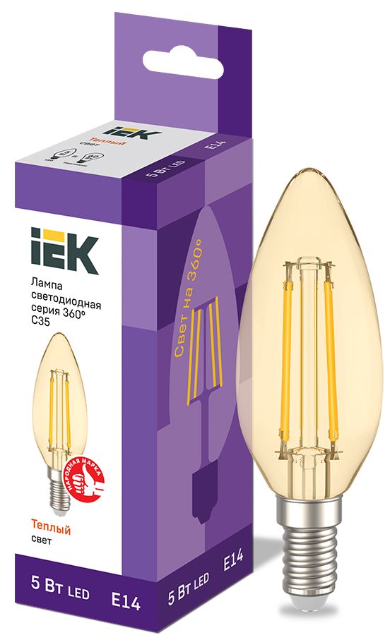 Лампа светодиодная  LLF-C35-5-230-30-E14-CLG