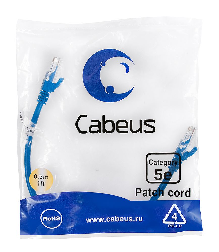 Патч-корд PC-UTP-RJ45-Cat.5e-0.3m-BL-LSZH 9527c