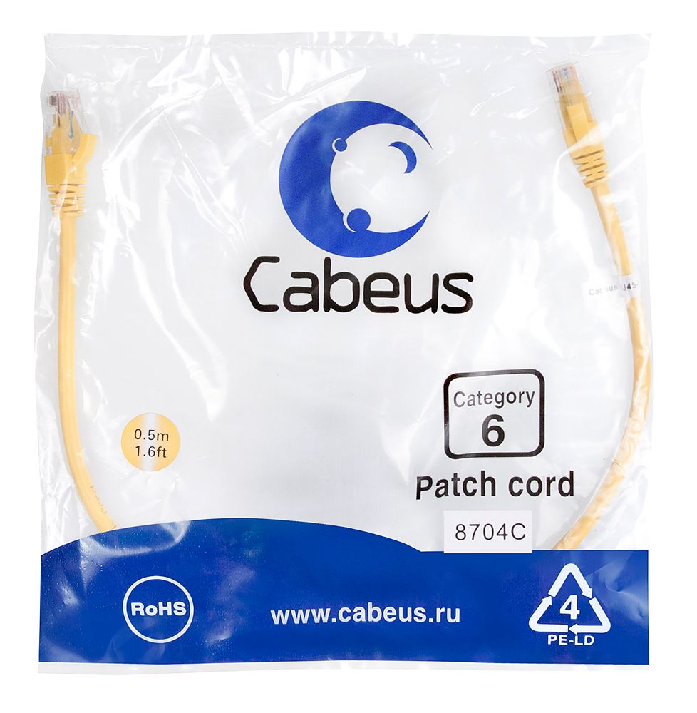 Патч-корд PC-UTP-RJ45-Cat.6-0.5m-YL 8704c