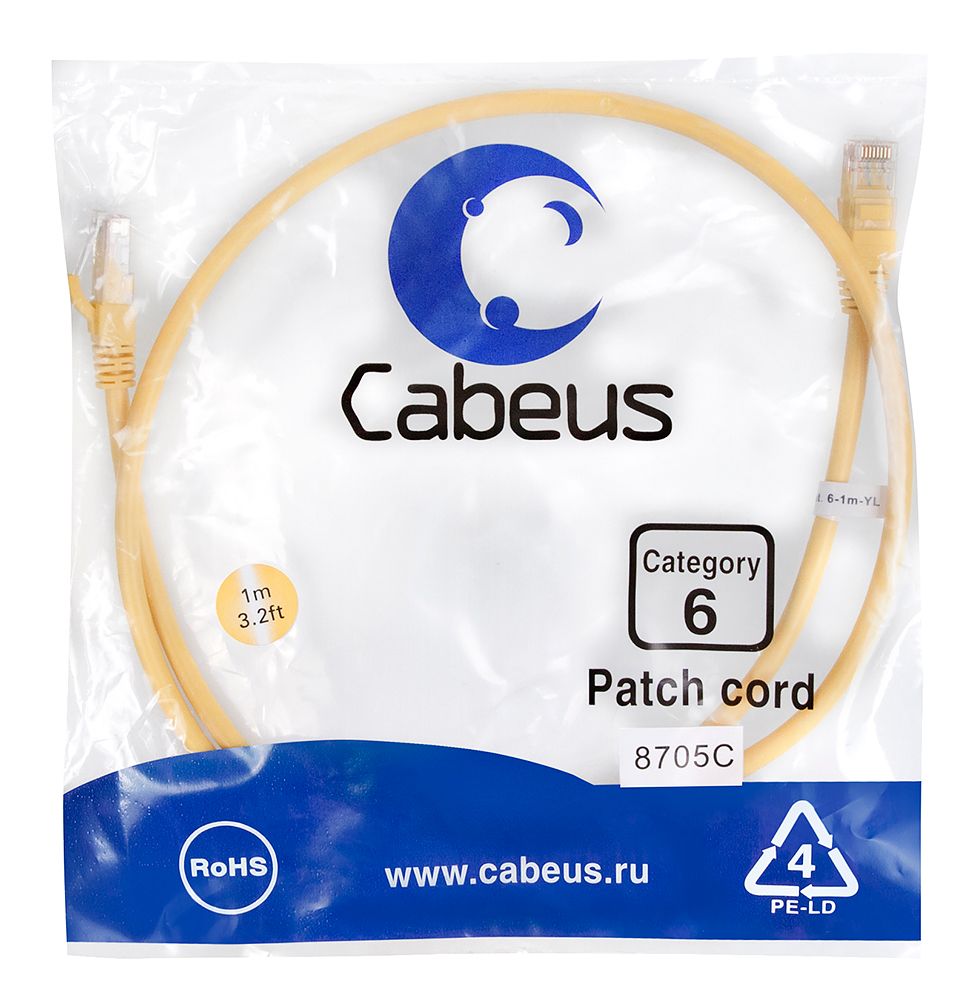 Патч-корд PC-UTP-RJ45-Cat.6-1m-YL 8705c
