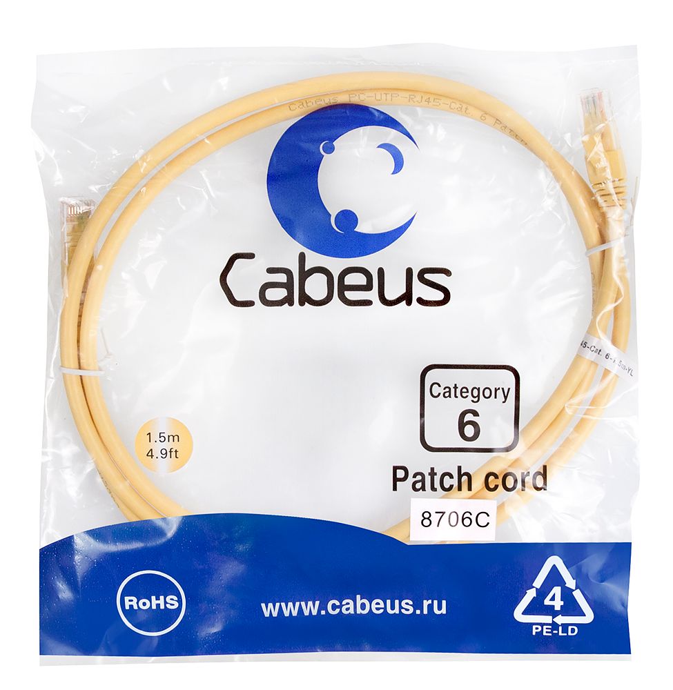Патч-корд PC-UTP-RJ45-Cat.6-1.5m-YL 8706c