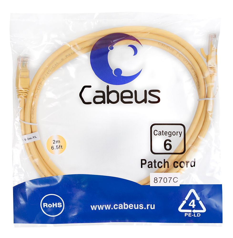 Патч-корд PC-UTP-RJ45-Cat.6-2m-YL 8707c