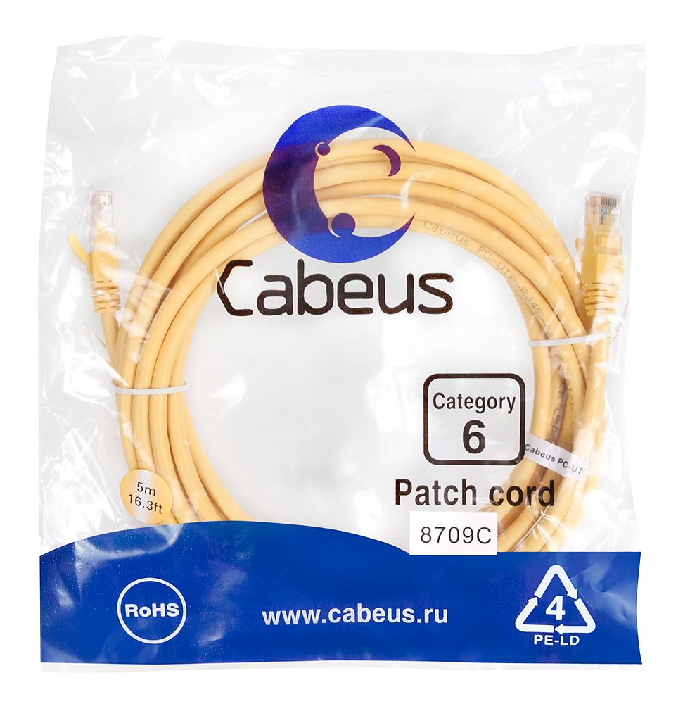 Патч-корд PC-UTP-RJ45-Cat.6-5m-YL 8709c