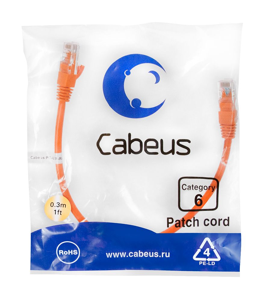 Патч-корд PC-UTP-RJ45-Cat.6-0.3m-OR 8696c