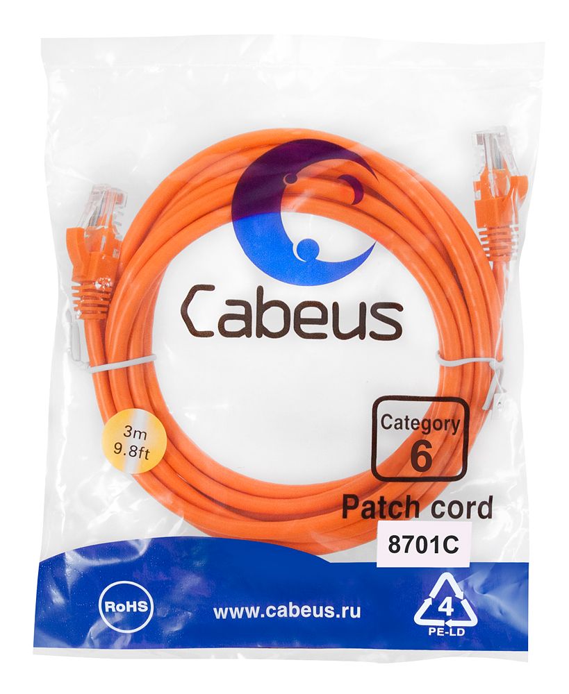 Патч-корд PC-UTP-RJ45-Cat.6-3m-OR 8701c