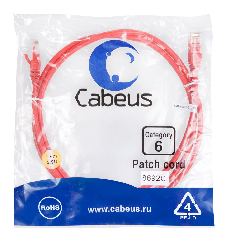 Патч-корд PC-UTP-RJ45-Cat.6-1.5m-RD 8692c