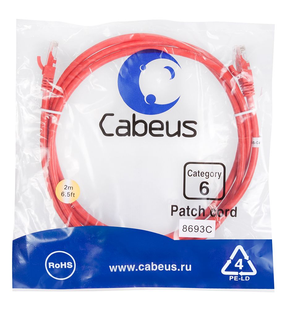 Патч-корд PC-UTP-RJ45-Cat.6-2m-RD 8693c