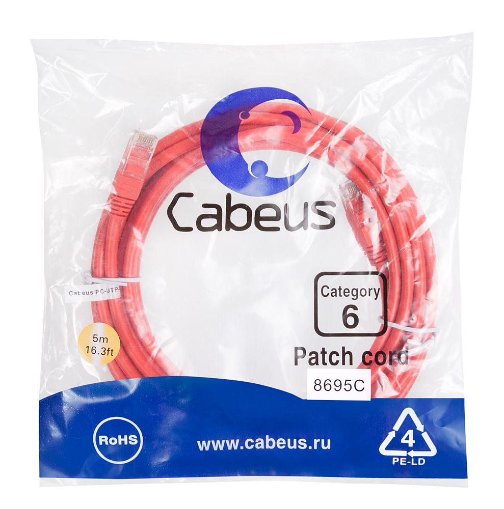 Патч-корд PC-UTP-RJ45-Cat.6-5m-RD 8695c