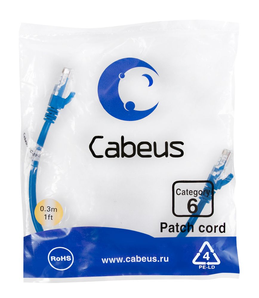 Патч-корд PC-UTP-RJ45-Cat.6-0.3m-BL 8675c