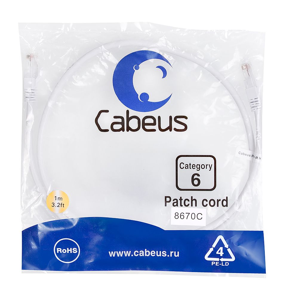 Патч-корд PC-UTP-RJ45-Cat.6-1m-WH 8670c