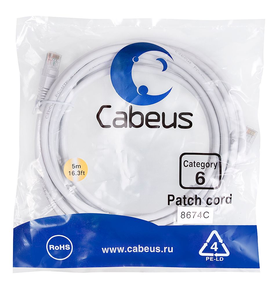 Патч-корд PC-UTP-RJ45-Cat.6-5m-WH 8674c