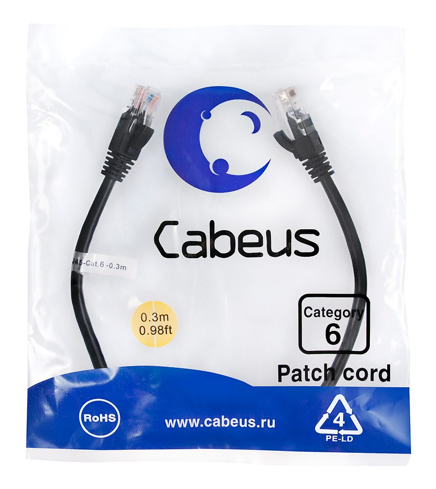 Патч-корд PC-UTP-RJ45-Cat.6-0.3m-BK 8661c