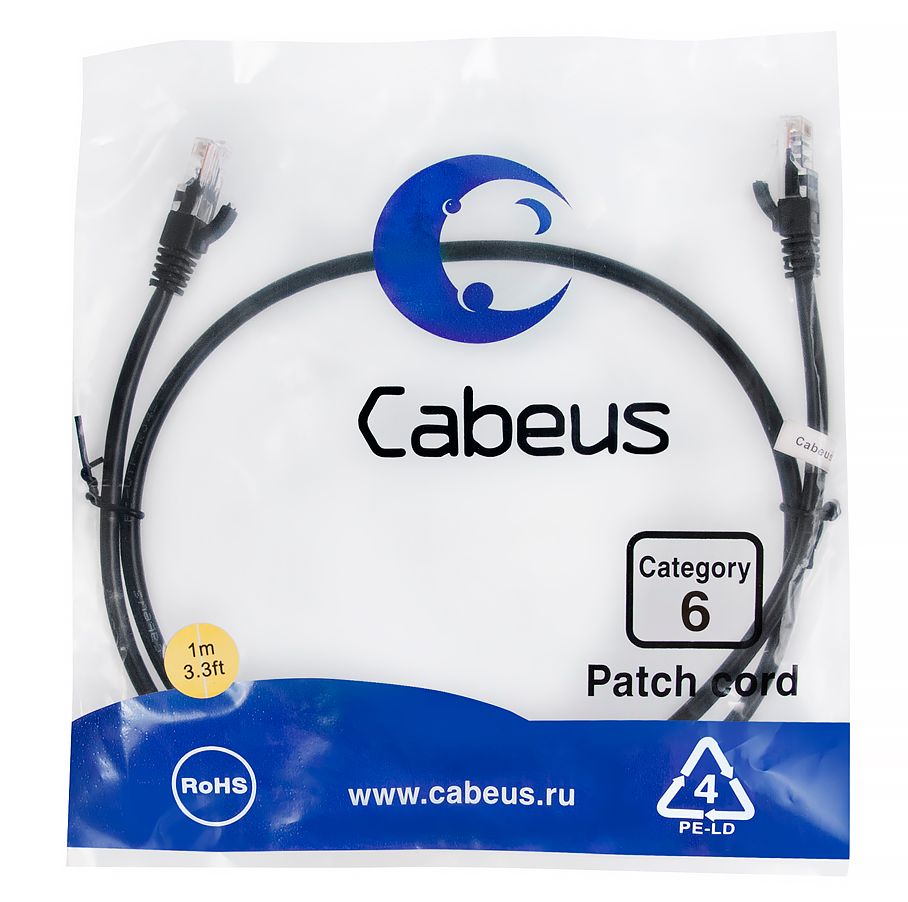 Патч-корд PC-UTP-RJ45-Cat.6-1m-BK 8663c