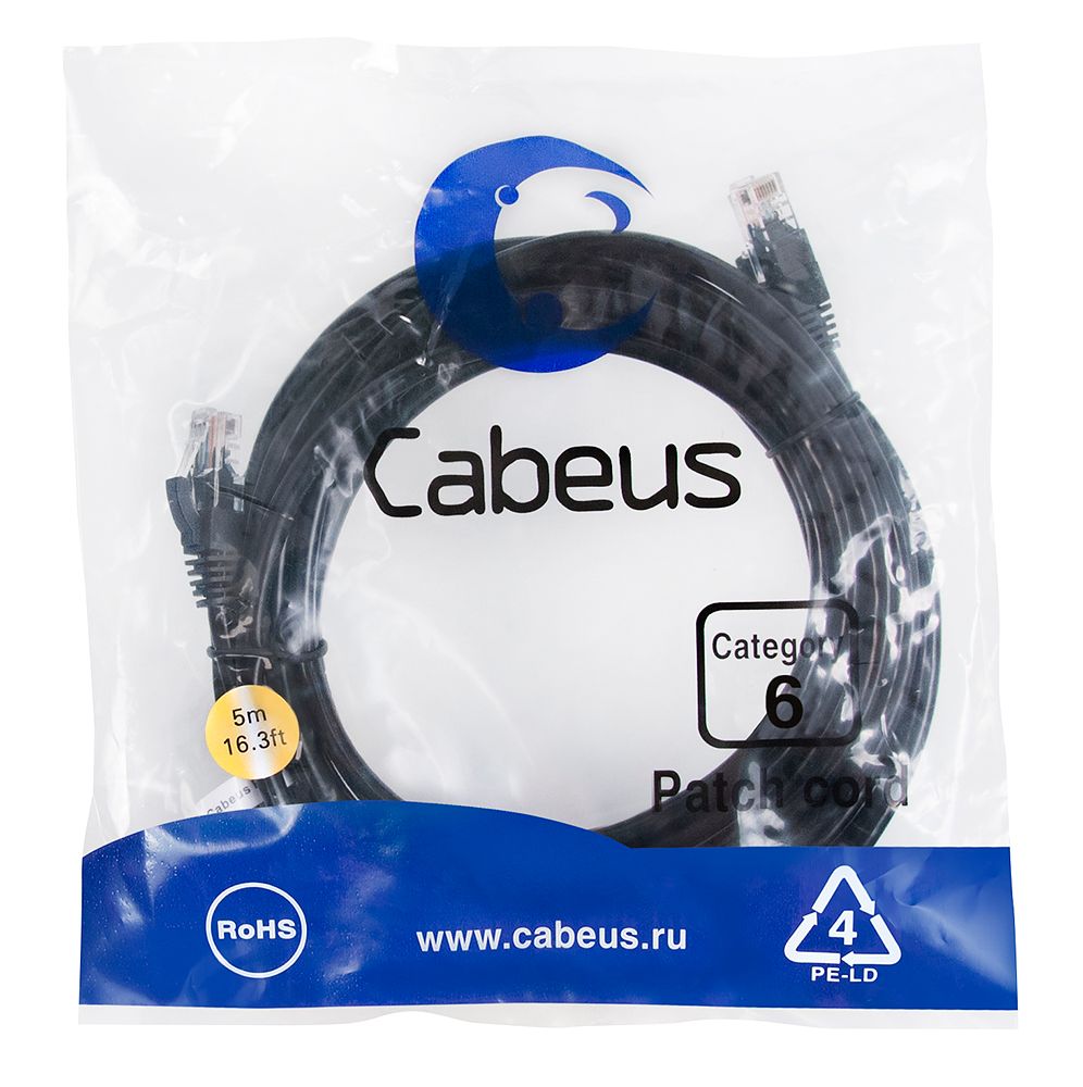 Патч-корд PC-UTP-RJ45-Cat.6-5m-BK 8667c