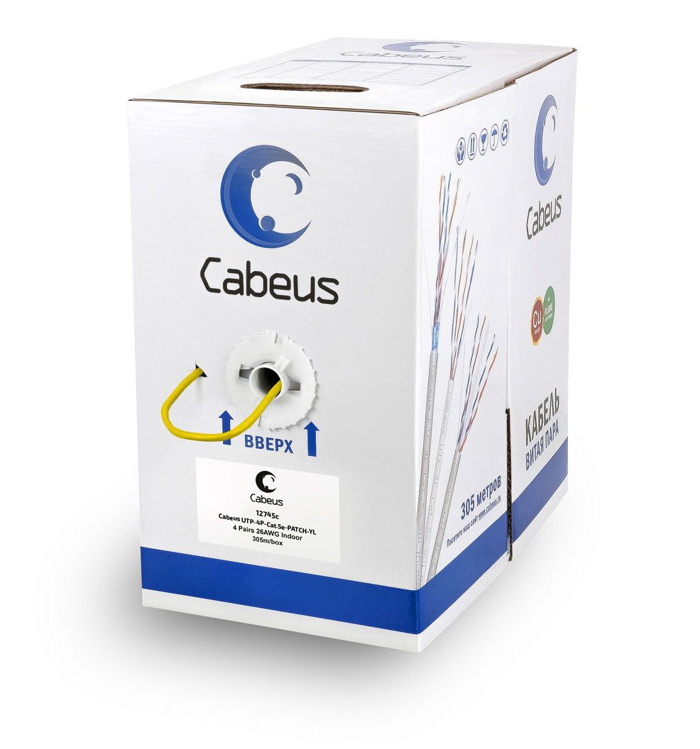 Кабель витая пара UTP-4P-Cat.5e-PATCH-YL 12745c