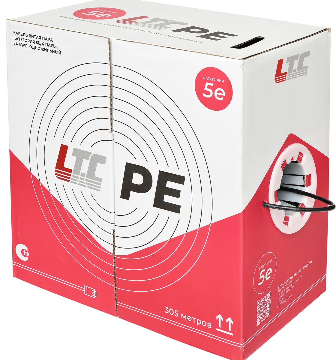 Кабель витая пара LTC CC-UUTP5eR-4P24OUT-PE-BK-305 LS773461