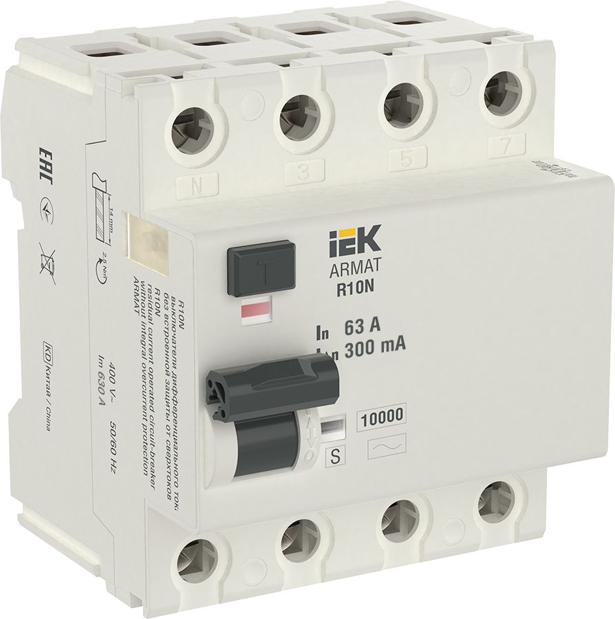 Выключатель автоматический дифференциальный  AR-R10N-4-063CS300
