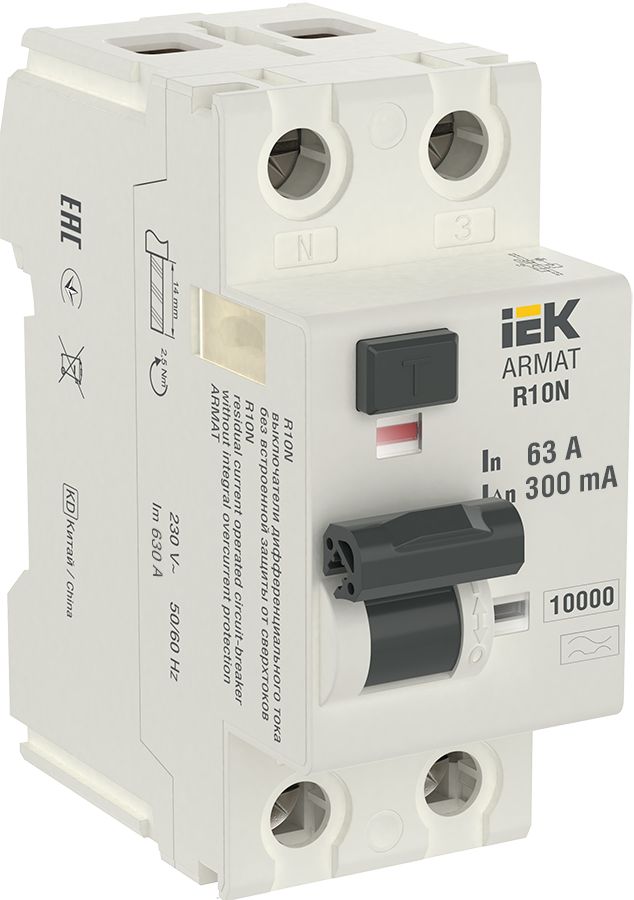 Выключатель автоматический дифференциальный  AR-R10N-2-063A300