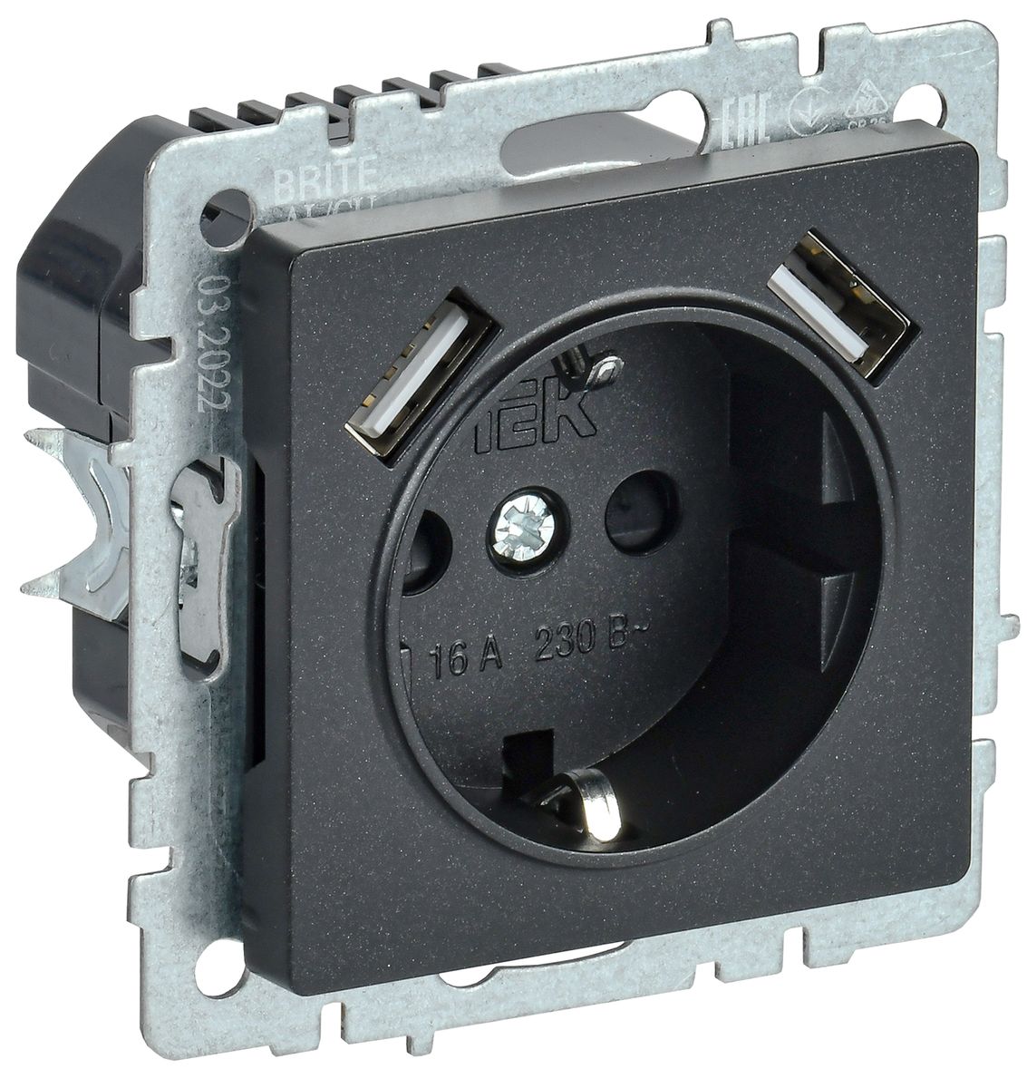 Розетка силовая РЮш10-1-БрЧ BR-R14-16-U21-D21-K02