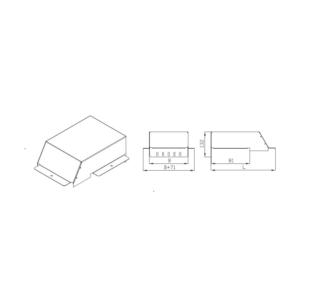 Крышка-ответвитель лотка переходник 400х150x1.2 мм ML-KOP-400х150х1.2-MS