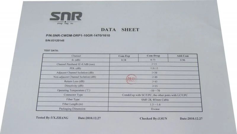 Модуль оптический  SNR-CWDM-DRP1-10GR-1470/1610