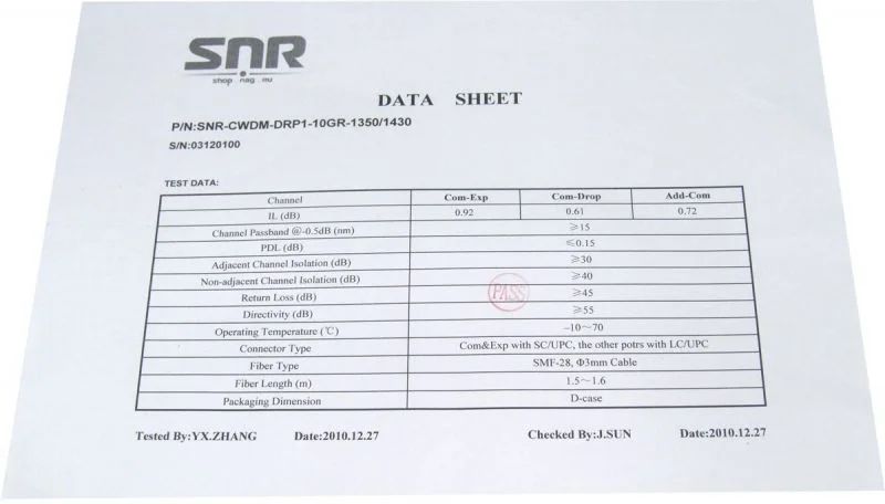 Модуль оптический  SNR-CWDM-DRP1-10GR-1350/1430