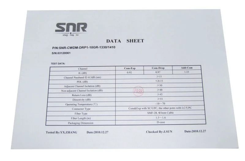 Модуль оптический  SNR-CWDM-DRP1-10GR-1330/1410