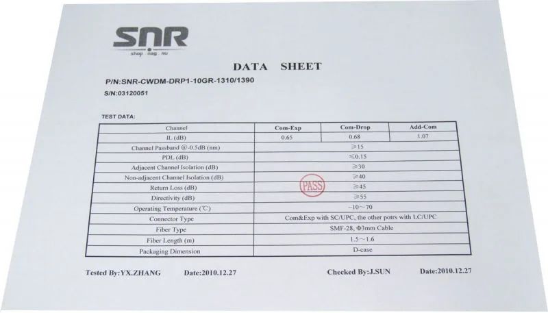 Модуль оптический  SNR-CWDM-DRP1-10GR-1310/1390